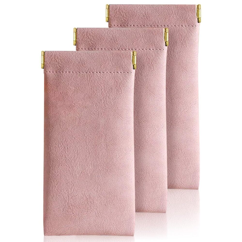 3609 Sunglass Case 3 Pack Portable Antiscratch Leather Waterproof Squeeze